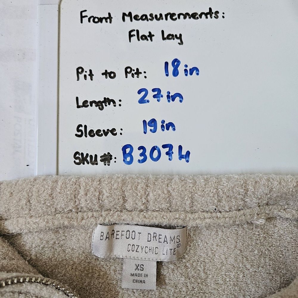 Barefoot Dreams Sweater XS CozyChic Lite High Rib Half Zip Tunic Biscotti‎ Cozy - Picture 2 of 13